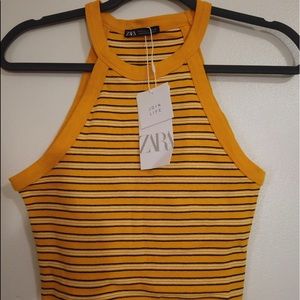 ZARA HALTER CROP TOP KNIT NWT LARGE